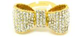 Pami Accessories Inel Crystal Bow, IF-50, 17.2 mm, auriu