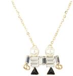 Pami Accessories Colier gemeni cu perle si cristale Swarovski placat cu aur, CLC-50, 42 + 5 cm, Auriu