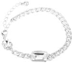 Pami Accessories Bratara de dama lant mare cu cristale, BC-100, 18+5 cm, Argintiu