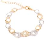 Pami Accessories Bratara de dama inimi cu cristale, BC-100, 18+5 cm, Auriu/Argintiu