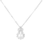 Pami Accessories Colier cu floricica si perla placat cu aur alb, CLC-60, 38 + 5 cm, Argintiu