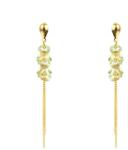 Pami Accessories Cercei dama lungi cu cristale Swarovski si lantisor, placati cu aur, 6.5 x 0.8 cm, Auriu/Verde