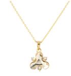 Pami Accessories Colier cu cristal Swarovski si strauri, placat cu aur, 40 + 3 cm, CLC-80, Auriu/Bej