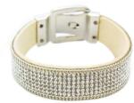 Pami Accessories Bratara piele intoarsa cu strasuri, BF-50-bej-1