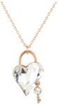Pami Accessories Colier cu cristal Swarovski inima cu cheie, placat cu aur roz, 41 + 5 cm, CLC-80, Auriu roze