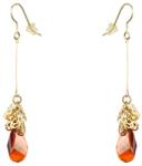 Pami Accessories Cercei dama lungi cu cristal Swarovski, placati cu aur, 7 x 1 cm, Rosu