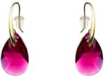 Pami Accessories Cercei dama cu cristal Swarovski lacrima, placati cu aur, 3.5 x 1.3 cm, Auriu/Fucsia