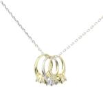 Pami Accessories Colier argint 925 rodiat Pami, cu pandantiv 3 inele cu cristale Swarovski, argintiu si auriu