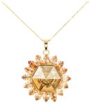 Pami Accessories Colier floarea soarelui cu cristale Swarovski, placat cu aur, 38 + 3 cm, CLC-150, Auriu/Bej