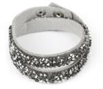 Pami Accessories Bratara de dama subtire din piele intoarsa cu strasuri, BC-40, 40 cm, Gri