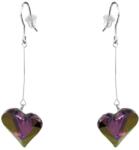 Pami Accessories Cercei dama cu cristal Swarovski inima, placati cu aur alb, 5.5 x 1.6 cm, Mov