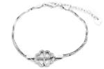 Pami Accessories Bratara tip lant cu ornament trifoi cu patru foi cu strasuri zirconiu Argint 925, BA-150