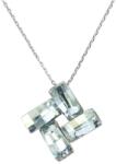 Pami Accessories Colier cu cristale Swarovski, placat cu aur alb, 38 + 3 cm, CLC-80, Argintiu/Bleu