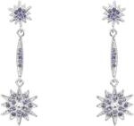 Pami Accessories Cercei dama stelute cu strasuri zirconiu, placati cu aur alb, 5x1.5 cm, CCC-80, Argintiu/Lila