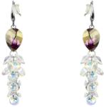 Pami Accessories Cercei dama cu cristale Swarovski, placati cu aur alb, 6 x 1.4 cm, Argintiu/Mov
