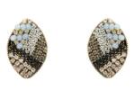 Pami Accessories Cercei handmade frunza cu strasuri si lantisoare, CCF-50, multicolor