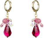 Pami Accessories Cercei dama cu cristale Swarovski, placati cu aur, 4 x 1.2 cm, Rosu