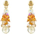 Pami Accessories Cercei dama cu cristale Swarovski, placati cu aur, 4.3 x 1.3 cm, Auriu/Bej