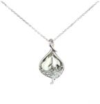 Pami Accessories Colier cu pandantiv cristal Swarovski si strasuri zirconiu, CLC-70, argintiu
