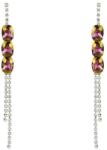 Pami Accessories Cercei dama lungi cu cristale Swarovski, placati cu aur alb, 7.3 x 0.6 cm, Argintiu/Mov