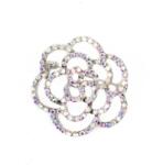 Pami Accessories Brosa dama floare cu strasuri zirconiu, alb