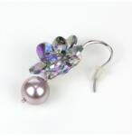 Pami Accessories Cercei dama cu cristale Swarovski si perla, placati cu aur alb, 4 x 2.3 cm, Multicolor