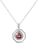 Pami Accessories Colier cu cristal Swarovski si strasuri placat cu aur alb, CLC-60, 40 + 5 cm, Argintiu/Mov