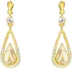 Pami Accessories Cercei dama cu cristal Swarovski lacrima si strasuri, 4x1.2 cm, CCC-90, Auriu/Bej