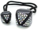 Pami Accessories Elastic de par bej cu elemente acrilice si cristale, Par-50, argintiu/negru