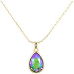 Pami Accessories Colier cu cristal Swarovski lacrima placat cu aur, CLC-90, 38 + 5 cm, Multicolor