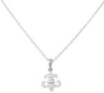 Pami Accessories Colier floare de crin cu strasuri placat cu aur alb, CLC-50, 38 + 5 cm, Argintiu
