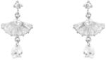Pami Accessories Cercei dama evantai cu cristale placati cu aur alb, CCC-30, 2.5x1.5 cm, Argintiu