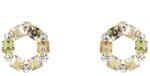 Pami Accessories Cercei dama cu cristale, placati cu aur, 11x11 mm, CCC-80, Verde/Bej