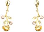 Pami Accessories Cercei dama floare cu cristal Swarovski si strasuri, 3.5x1.3 cm, CCC-90, Auriu/Bej