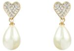 Pami Accessories Cercei dama cu perla si strasuri zirconiu, placati cu aur, 2.5x1 cm, CCC-40, Auriu