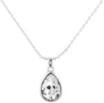 Pami Accessories Colier cu cristal Swarovski lacrima placat cu aur alb, CLC-90, 38 + 5 cm, Argintiu