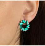 Pami Accessories Cercei de dama cerc cu cristale, placati cu aur roz, 2x2 cm, CCC-90, Verde