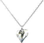 Pami Accessories Colier cu cristal Swarovski inima mica, placat cu aur alb, 40 + 5 cm, CLC-80, Argintiu/Bleu