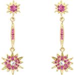 Pami Accessories Cercei dama stelute cu strasuri zirconiu, placati cu aur, 5x1.5 cm, CCC-80, Auriu/Ciclam