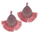 Pami Accessories Cercei din lemn Pami, JD1218-467, 6.5x5 cm, Roz