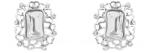 Pami Accessories Cercei dama cu cristal Swarovski dreptunghiular, placati cu aur alb, 18x15 mm, CCC-60, Argintiu