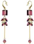 Pami Accessories Cercei dama cu cristale Swarovski rotunde si patrat, placati cu aur, 7.2 x 1.5 cm, Mov