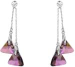 Pami Accessories Cercei dama cu cristale Swarovski triunghi, placati cu aur alb, 5 x 1.3 cm, Mov