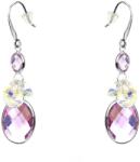 Pami Accessories Cercei dama cu cristale Swarovski, placati cu aur alb, 5.5x1.3 cm, CCC-130, Argintiu/Lila