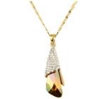 Pami Accessories Colier cristal Swarovski si strasuri zirconiu placat cu aur, CLC-120, 38 + 3 cm, Auriu