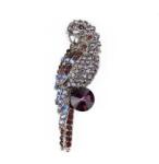 Pami Accessories Brosa dama papagal cu strasuri zirconiu si cristal, mov