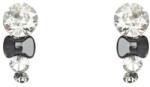 Pami Accessories Cercei dama cu cristale Swarovski, placati cu aur alb, 16x8 mm, CCC-60, Argintiu/Negru