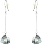 Pami Accessories Cercei dama cu cristal Swarovski triunghi, placati cu aur alb, 5x1.2 cm, CCC-90, Argintiu/Bleu