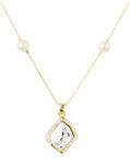 Pami Accessories Colier cu cristal Swarovski si perle, placat cu aur, 40 + 3 cm, CLC-80, Auriu