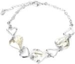 Pami Accessories Bratara de dama cu inimi din cristal Swarovski, BC-150, 16+3 cm, Argintiu